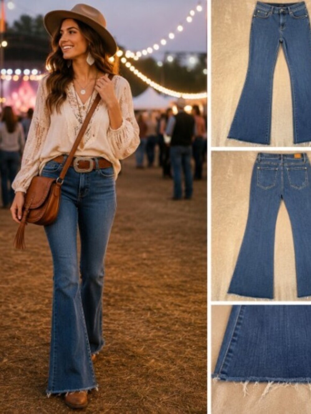 Judy Blue 9/29 High Rise Flare Jeans Long 32" Inseam Raw Frayed Hem JB88611